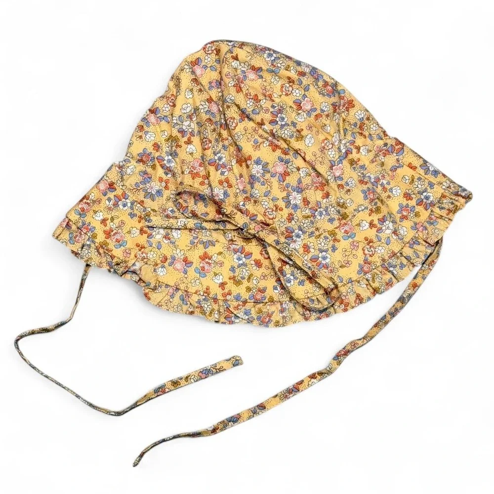 Yellow floral Toshi Baby Girl Hat size small